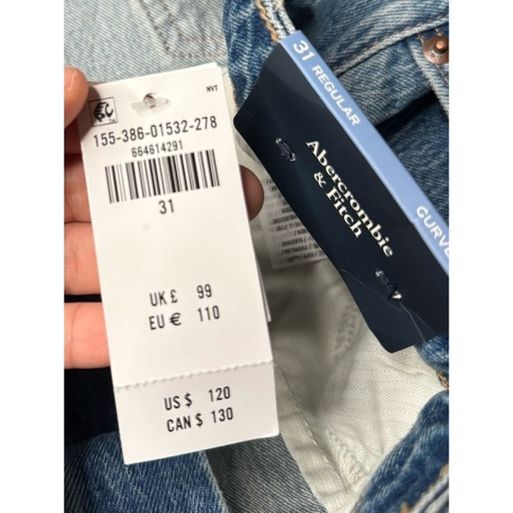 Abercrombie & Fitch High Rise 90s Relaxed San Francisco 49ers Jean Sz 31R NEW! - Picture 9 of 12